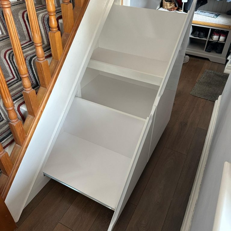 Bespoke fitted pull out understair boxes in Kent